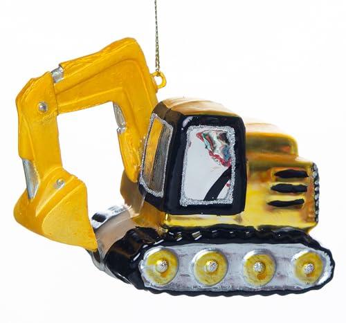 1pcs Blown Glass Excavator Christmas Ornament, Glass Excavator Ornaments for Christmas Tree Decoration