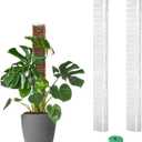EOX 2 Pcs 24 Inch Plastic Moss Pole for Monstera, Large D Shaped Poles for Climbing Plants Work with Sphagnum Moss, 45 Inch Plant Stake Set of 2, Garden Ties