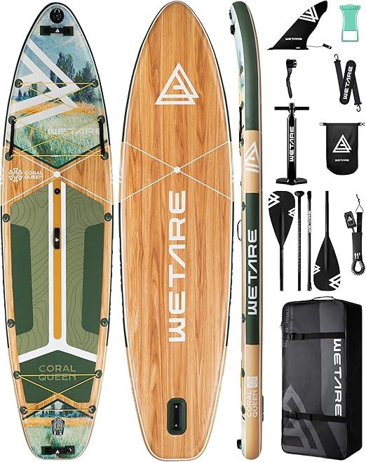 WETARE 11'6'x35' Inflatable Paddle Board, 450lbs Extra Wide Stand Up Sup Board for Adults, Blow Up Paddleboard Kayak Non-Slip Stable Deck Boat for Yoga Fishing Surf