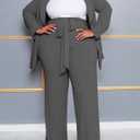 IyMoo Women's Plus Size Pant Suits Business Casual Outfit Blazer Pant Set, 2XL