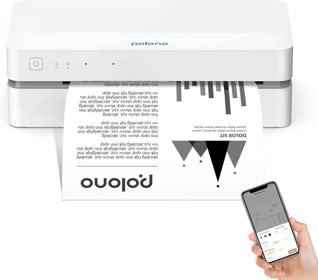 Thermal Printer, 2.4 GHz WiFi Inkless Printer Supports 8.5" x 11" US Letter Size Thermal Paper