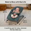 Ingenuity Stow & Go Compact Folding Baby Bouncer, Lightweight Portable Seat with Vibration, Green, Under 5 lbs