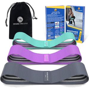 Desire Deluxe Premium Resistance Bands Set  Fabric Stretch Bands for Strength Training, Physical Therapy, Pilates & Yoga, Non-Slip Workout Bands for Men & Women (3 Pack)