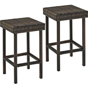 Crosley Furniture Palm Harbor Wicker Counter Height Outdoor Bar Stools, Set of 2, for Backyard, Patio, Deck, Brown