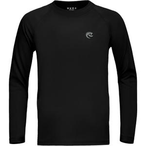 Boys UPF 50+ Swim Shirt Long Sleeve, 1 or 2 Pack UV Sun Protection Rash Guard, Youth Kids SPF Water Shirts for Beach Surf (Black), XL