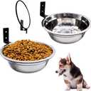 Wall Mounted Dog Bowls-2 * 16 Oz, Stainless-Steel Raised Adjustable Height Dog Food and Water Bowls, Elevated Pet Comfort Feeding Bowl for Medium Large Dogs Cats(Collapsible)