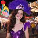 Wildarms Women's Feather Headpieces Sequin Headdress - Carnival Wedding Halloween Masquerade Party Cosplay Costume Accessory