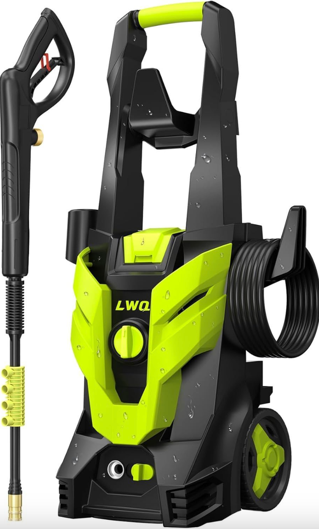 Pressure Washer, Power Washer with 4 Quick-Connect Nozzles, Foam Cannon, High Pressure Washer for Cars, Decks, Driveways, Home, Patios, Bright Green