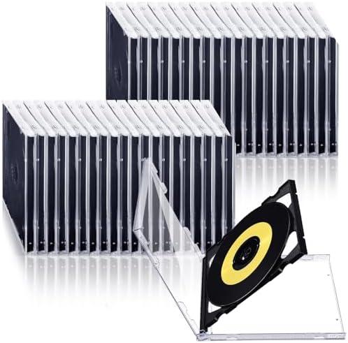 Tellegloww 20 Pack 10.4mm Double Cd Jewel Case Plastic Double 2 Disc Capacity DVD Standard Blank Cd Case Replacement with Two Disc Hubs for Disks Protection(Black)