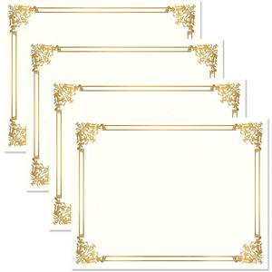 Empire Gold & White Parchment Certificate Papers - Pack of 100, Not FOIL, Laser & Inkjet Printer Compatible, For Office, Business Awards, Graduation, School Diplomas, 8-1/2" x 11" on 60 lb.Text Stock