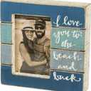 Primitives by Kathy I Love You To The Beach And Back Decorative Picture Frame (8" x 8" x 2", Fits 4" x 6" Photo)