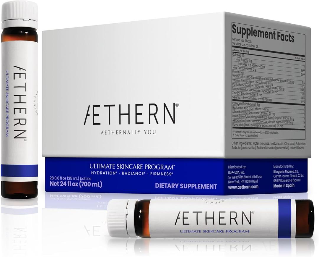 Liquid Skin Care Supplement with Collagen + Hyaluronic Acid. Ready-to-Drink. Clinically Proven for Glowing, Hydrated, and Firm Derma. UV Protection. 28 Servings. Ultimate Skincare Program