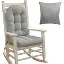 Outdoor rocking chair cushions, rocking chair pads with Back Support, with throw pillow set, 44"x19"x4" glider rocker replacement cushions, Suitable for Indoor/Outdoor, Non-Slip. (Light Gray)