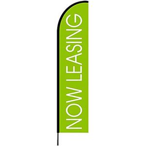 Real Estate Now Leasing Sign Flag, 15 Foot Feather Banner Pole Kit, Evo Flex Banner Outdoor, Light Green (0S-6IYJ-VAHC)