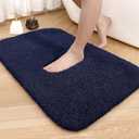Color&Geometry High Pile Navy Blue Bathroom Rugs 20”x32”- Upgrade Your Washroom with Soft Dark Blue Bath Mat- Non Slip, Plush, Absorbent, Washable Shower Rug/Carpet for Outside Tub
