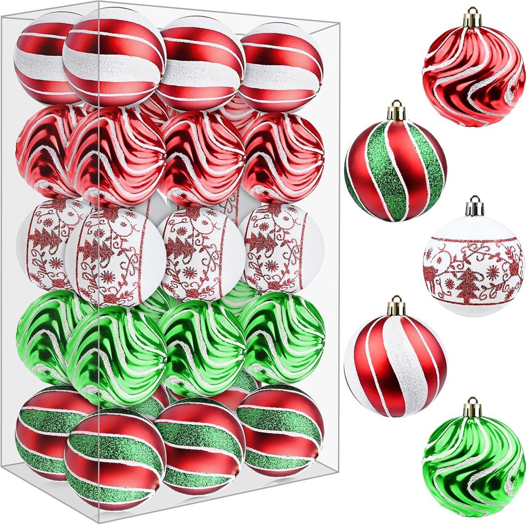 30ct Christmas Balls Ornaments- 2.36 Shatterproof Balls Ornaments for Xmas Tree Decorations, Hanging Ball Red and Green Christmas Ball Ornament Set for Holiday Party Decoration (2)