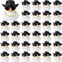 Sotiff 48 Sets Cowgirl Rubber Duck Squeaky Duck Bath Party Toy Duckies Car Dashboard Decorations with Mini Necklace Hat and Sunglasses for Bathtub Baby Shower Birthday Swimming Party(White)