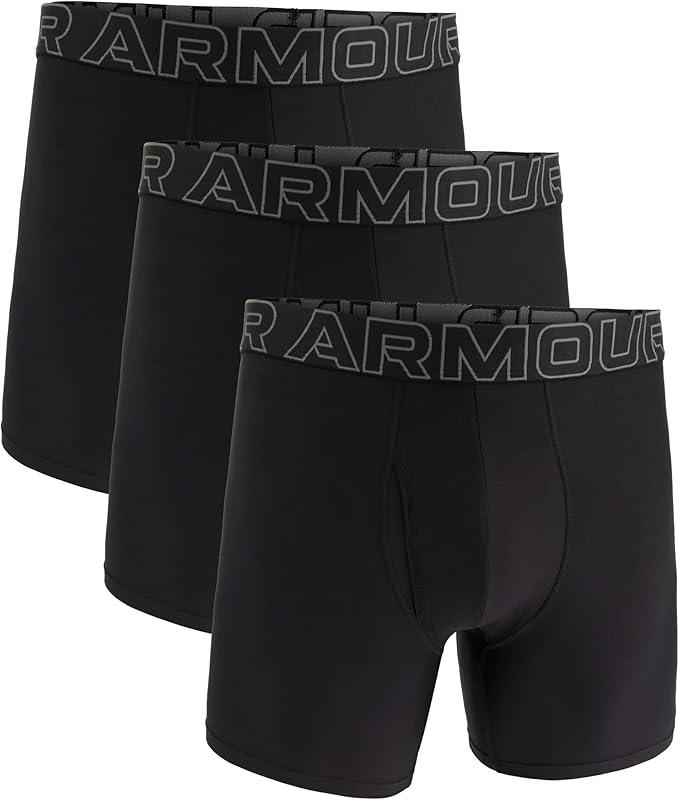 Under Armour Men's Multi-Pack Standard Tech 6" Inseam Boxer Brief (Medium, Black Solid - Core 3 Pack)