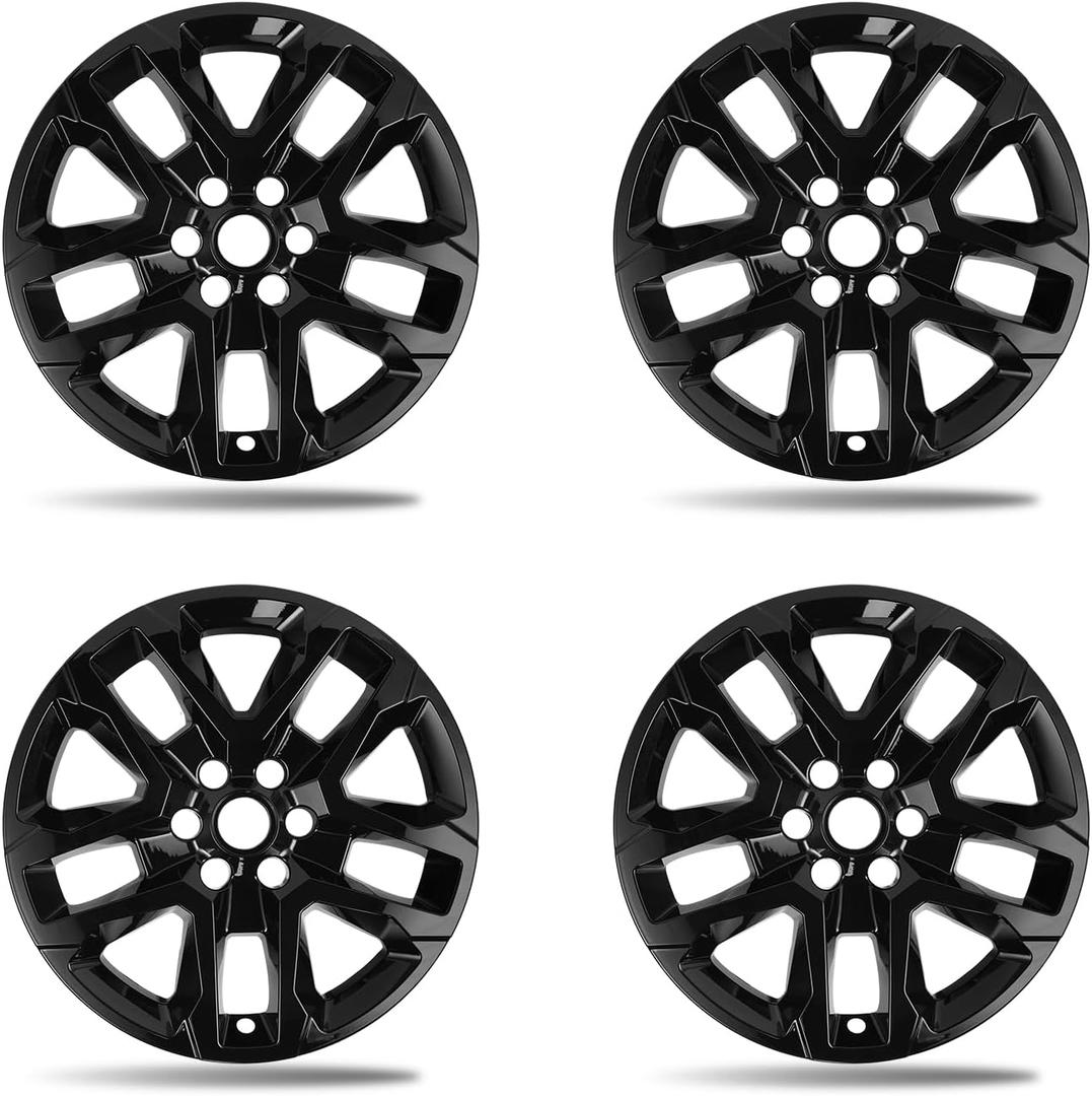 18 Inch Gloss Black Wheel Skins Compatible with 2018-2024 Chevrolet Traverse Limited, Fits OEM Alloy Wheel #85521801, #23165675, #84651153, Snap-On Wheel Covers 4 Pack