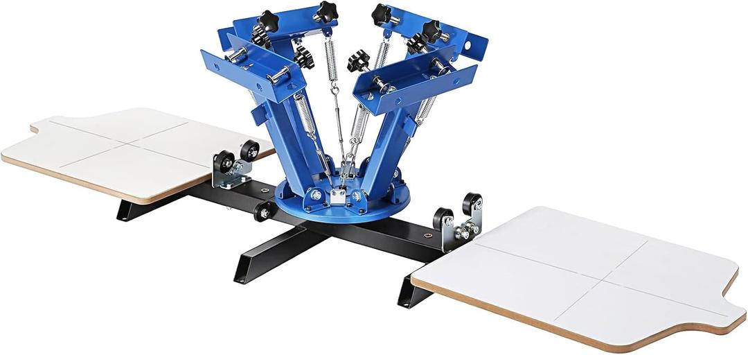 VEVOR Screen Printing Machine, 4 Color 2 Station, 360 Rotable Silk Screen Printing Press, 21.2 x 17.7in / 54 x 45cm Screen Printing Press, Dual-Layer Positioning Pallet for DIY T-Shirt Printing