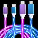 2 Packs USB C to USB C Cable 3A Light Up C to C Cable LED C to Type C Fast Charging Cord for Samsung Galaxy S23 S22 S21 S20 Ultra, i-Phone 15 Pro Max Plus, iPad mini Pro Air(3.3FT,Blue&Purple)
