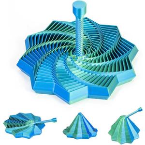 3D Printed Expandable Fidget Star with Reinforced Handle（Blue-Green）, 0.02 inches