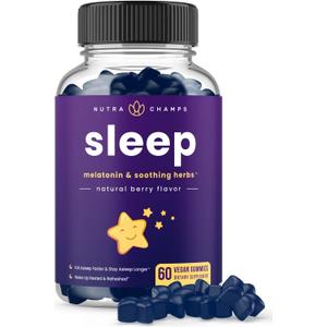 NutraChamps Sleep Gummies for Adults & Kids | Melatonin Gummies with Chamomile, Valerian & L Theanine | Safe & Effective for Kids & Adults | Vegan Childrens Melatonin 3mg, 1.5 mg, or 6mg
