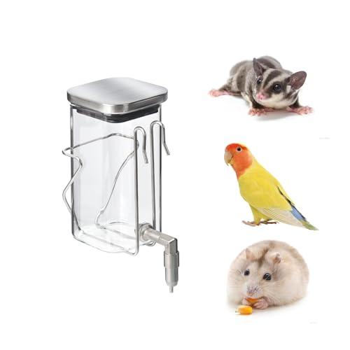 Premium Stainless Steel & Glass Pet Water Bottle - Firing Pin No-Drip Dispenser for Rabbits/Parrots/Rodents | 3 Size Options with Universal Cage Mount (350ml)