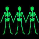 3 Pack Halloween Luminous Skeleton Decorations 5ft Full Body Glow-in-The-Dark Skeleton Rotatable Skeleton Hanging Decors for Halloween Party Haunted House Outdoor Decor (3 Pack 5ft Skeleton)