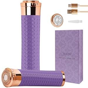 Facial Hair Remover for Women, Painless Rechargeable Hair Removal Device, Comes with 2 Replacement Heads, Portable Electric Shaver/Razors for Face, Chin, Upper Lip, arms (Orange)