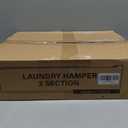 Laundry Basket with Wheels,190L Leather Patchwork Laundry Hamper 2 Setion, 2 Section-190L