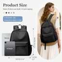 Classic Basic Black Backpack For Women,Waterproof High School Bookbag,Lightweight Casual Travel Daypack,College Backpack Men,Middle School Bag For Girls Boys