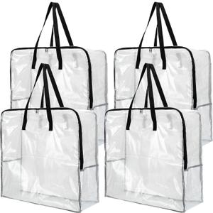 Fasmov  Oversized Clear Storage Bag with Handles and Zippers, Vinyl Storage Bag for Comforter, Blanket, Bedding, Duvet, Transparent Moving Tote, Under the Bed Storage, Garage Organizer