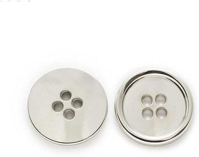 10 PCS Metal Buttons Suit Shirts Coats Sewing Round Retro 4-Hole Buttons for Clothes Decoration Handmaking (Silver, 15mm)