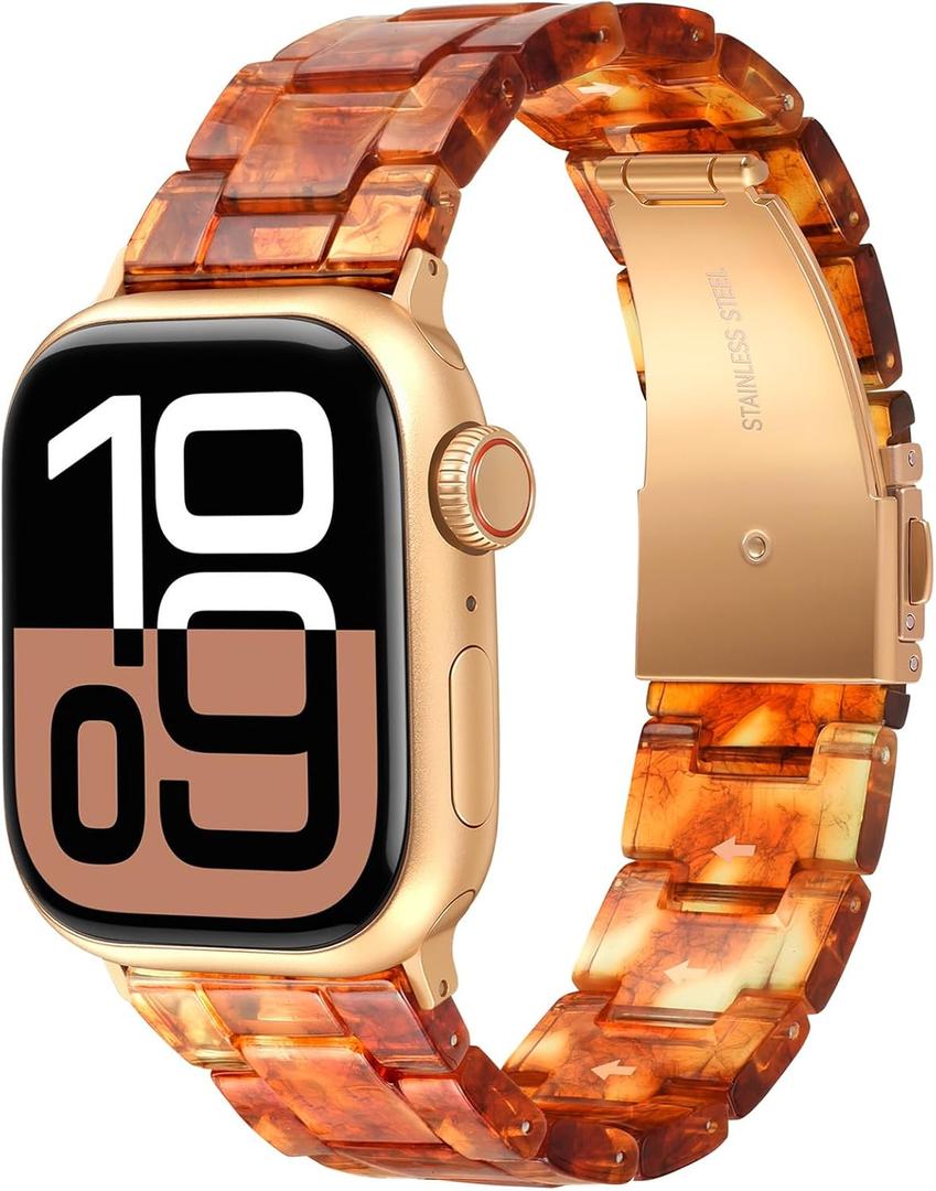 V-MORO Compatible with Resin Apple Watch Bands 42/41/40/42mm,46/45/44/42mm Fashion Lightweight Resin Bracelet Wristband for iWatch Series 11/10/9/8/7/6/5/4/3/2/1/SE SE2 SE3