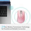 memzuoix 2.4G Wireless Mouse, 1400 DPI Mobile Optical Cordless Mouse with USB Receiver, Portable Computer Mice for Laptop, PC, Desktop, MacBook, 5 Buttons (Pink)