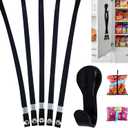 LUXES Pantry Door Storage Set for Fresh Food, Chips, and Snacks With Self-Storage Mount | Compact Alternative to Chip Clips & Magnetic Fridge Clips | Reusable AirTight Food Storage Bands (5ct) Chip Bag Closers - LUXES (Black)