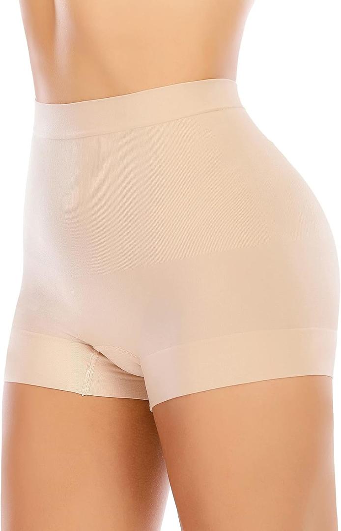 Werena Seamless Shaping Boyshorts Panties for Women Tummy Control Shapewear Slip Shorts Under Dress Underwear (Basic Beige, M)