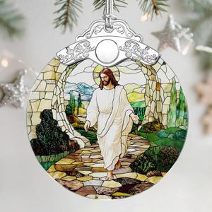 Christian Christmas Ornaments: Stained Glass Ornament, Christmas Tree Ornament, Hanging Ornaments for Home Decor, Xmas Tree Decorations, Holiday Decor, Perfect Christian Gift & Religious Gifts - Jesus