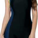 beautyin Swimsuit Women Boyleg One Piece Water Aerobic Competitive Bathing Suit (Black) M