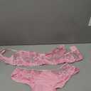 WDIRARA Women's Plus Size Floral Embroidery Mesh Underwire Lingerie Set Bra and Panty Set (3X-Large Plus, Pink)