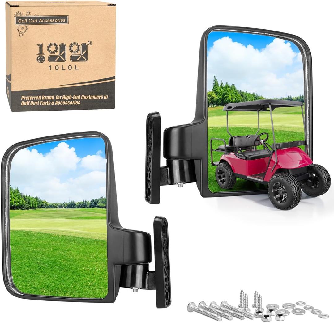 Universal Folding Golf Cart Side View Mirrors for EZGO, Club Car, Yamaha