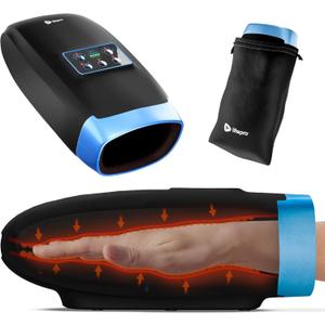 LifePro Legra Hand Massager with Heat and Compression - Finger, Wrist, and Palm Massager with 5 Modes - Pressure Point Therapy for Sensitive Hands, Relaxation, and Comfort (Black)