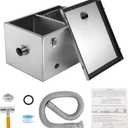 IRONWALLS 8LBS Top Inlet Commercial Grease Interceptor, Stainless Steel Grease Trap 4 Gallon, Under Sink Grease Trap Waste Water Oil-water Separator for Restaurant, Cafe, Canteen, Factory, Kitchen