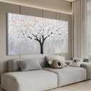 Canvas Wall Art Artwork for Walls Black and White Wall Art Decor Large Tree of Life Wall Art for Living Room Vintage Tree Flower Wall Art Decor Paintings for Room Home Office Wall Decor 29" X 58"