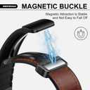 Magnetic Leather Watch Band Compatible with Samsung Galaxy Watch Ultra 47mm (2025/2024) Magnetic Buckle Design Adjustable Classic Wristbands Accessories Replacement Straps for Men and Women