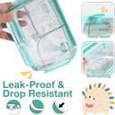 WHALEHOUSE Clear Eco-friendly SK chemicals ECOZEN Bento Lunch Box, 3 Compartment Durable Plastic Meal Prep Container, Airtight Food Storage Containers with Snap Locking Lids, Microwave Safe (Green)