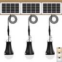 Dusk to Dawn Solar Light Bulbs Waterproof, Rechargeable Chicken Coop Light with Timer, 3 Color Temperatures, 4 Light Modes, Solar Emergency Lights for Indoor, Outdoor, Hurricane, Storm (Black)