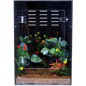Reptile Enclosure for Crested Gecko 12x12x18 Acrylic Reptile Tank for Gecko, Snake, and Lizard PVC Terrarium for Small Pets