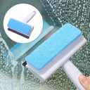 Baluue Double-Sided Window Cleaner 2-in-1 Squeegee and Scrubber Sponge for Car Windshield Mirrors and Shower Tiles 7.28 Inch Handheld Glass Cleaning Brush